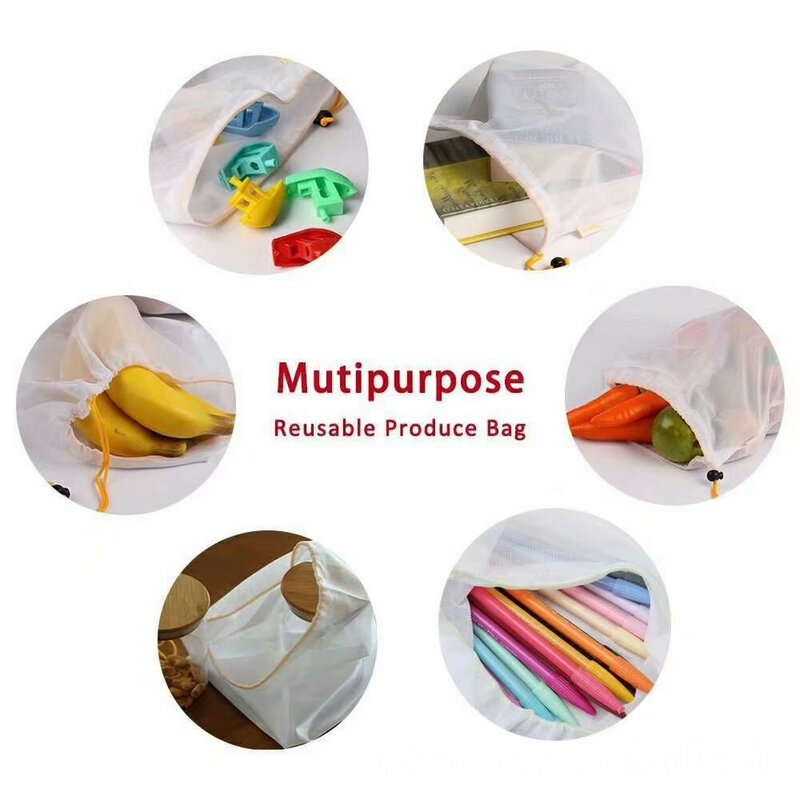 Reusable Mesh foldable Shopping Bag Washable Eco Friendly Shopper Bag Grocery Fruit Vegetable Toys Sundries Storage Custom Bag