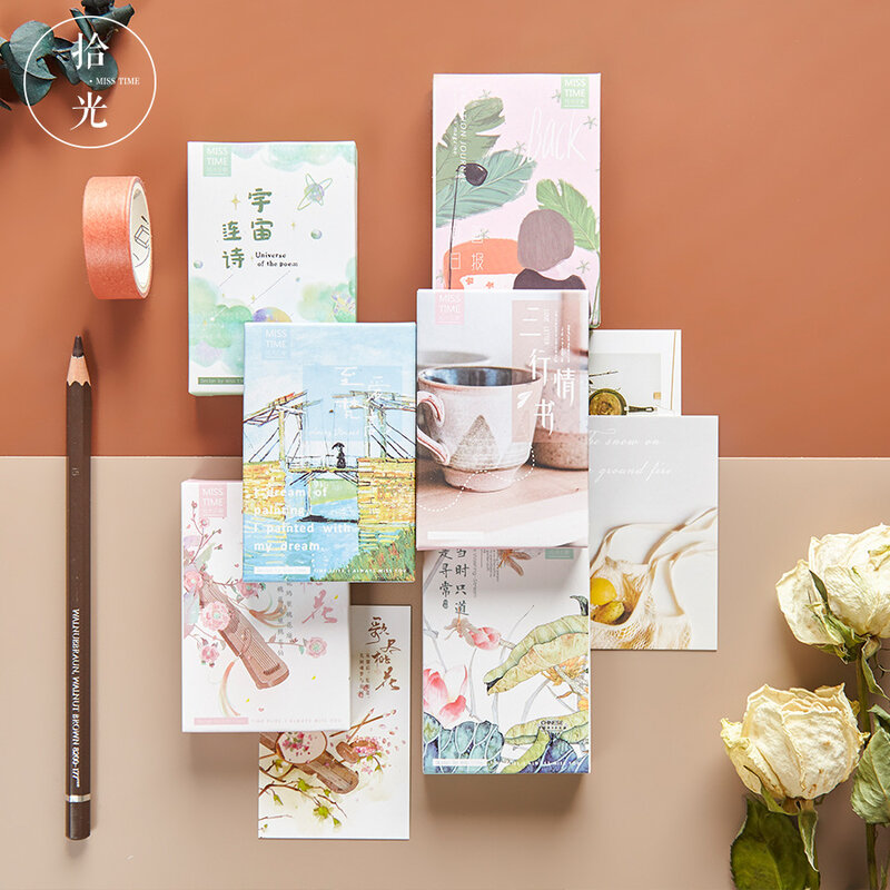 28 fogli/set fiori pianeta pittura a olio serie biglietto d'auguri Lomo Card regali di natale e capodanno