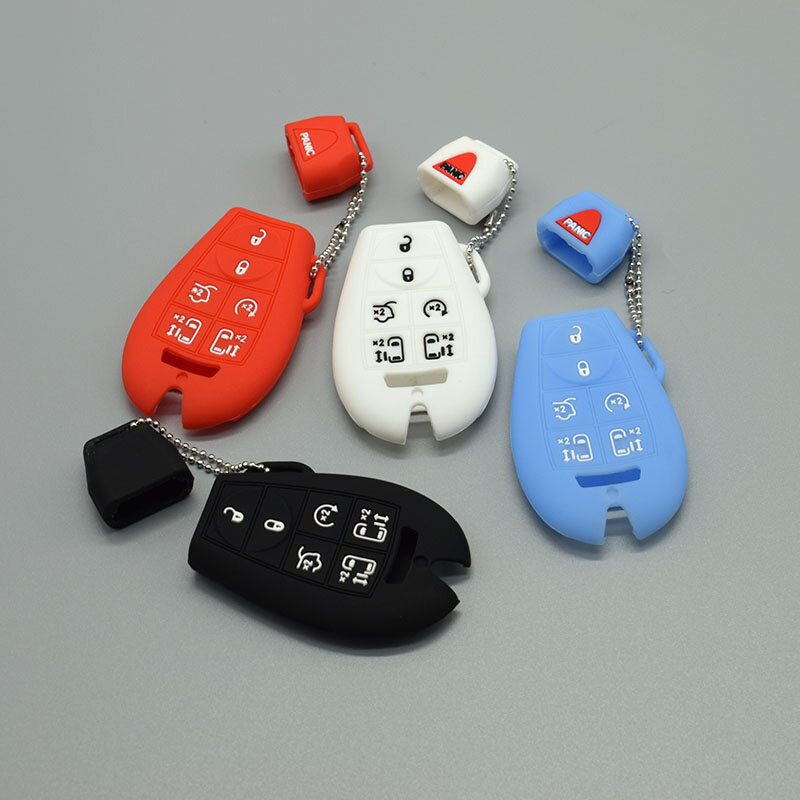 silicone rubber car key cover case set For Chrysler Town Country for Jeep Commander Dodge Grand Caravan Remote protect Shell