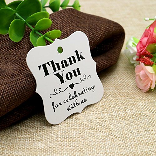 Étiquettes en papier de remerciement marron et blanc, avec trou, pour décoration de mariage ou de fête, cadeaux et emballage, 100 pièces