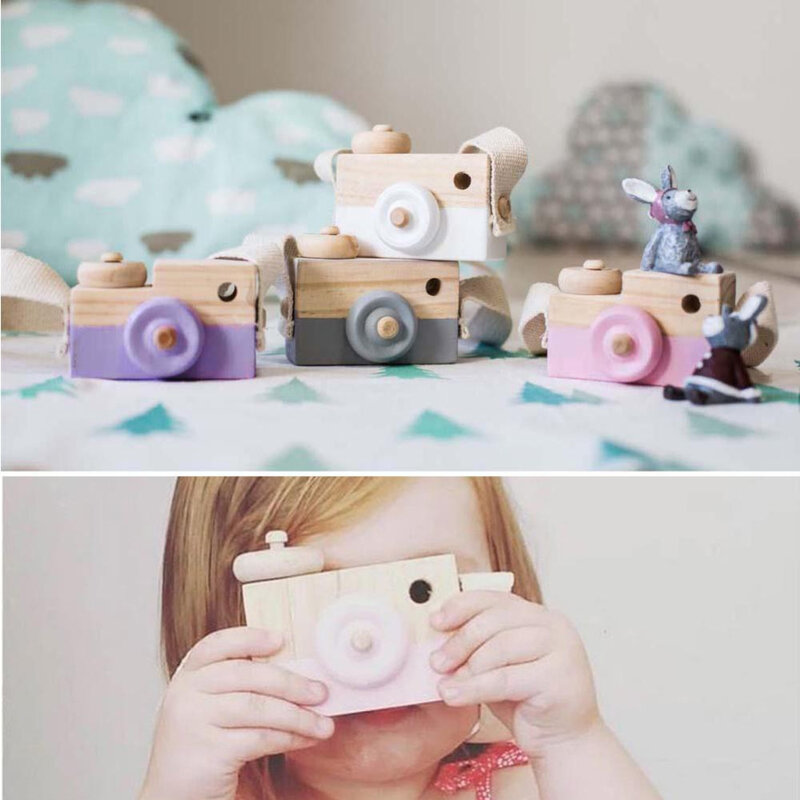 Nouvelle mode bébé enfants mignon bois caméra jouets enfants vêtements accessoire sûr et naturel enfant jouets anniversaire cadeau de noël