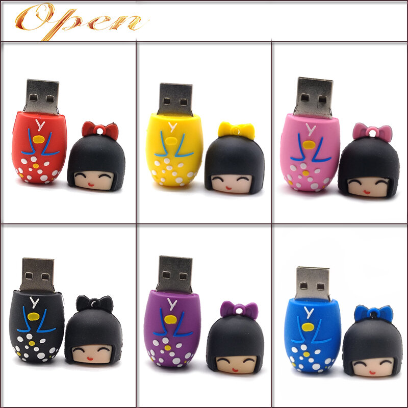 Pen drive USB de dibujos animados, pendrive de 4GB, 8GB, 16GB, 32GB, 64GB, chica japonesa