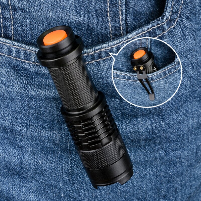 5 Colors 2000lm Portable Mini Penlight 3 Modes Q5 LED Zoom Flashlight Torch AA/14500 Adjustable Focus Waterproof Handy Lantern