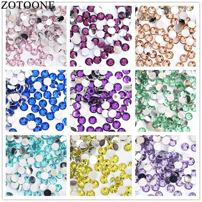 ZOTOONE-diamantes de imitación para decoración de uñas, 2-6mm, 1000 piezas, resina colorida, Parte posterior plana, coser en pegatinas embellecedoras, accesorios, apliques, diamantes de imitación, C