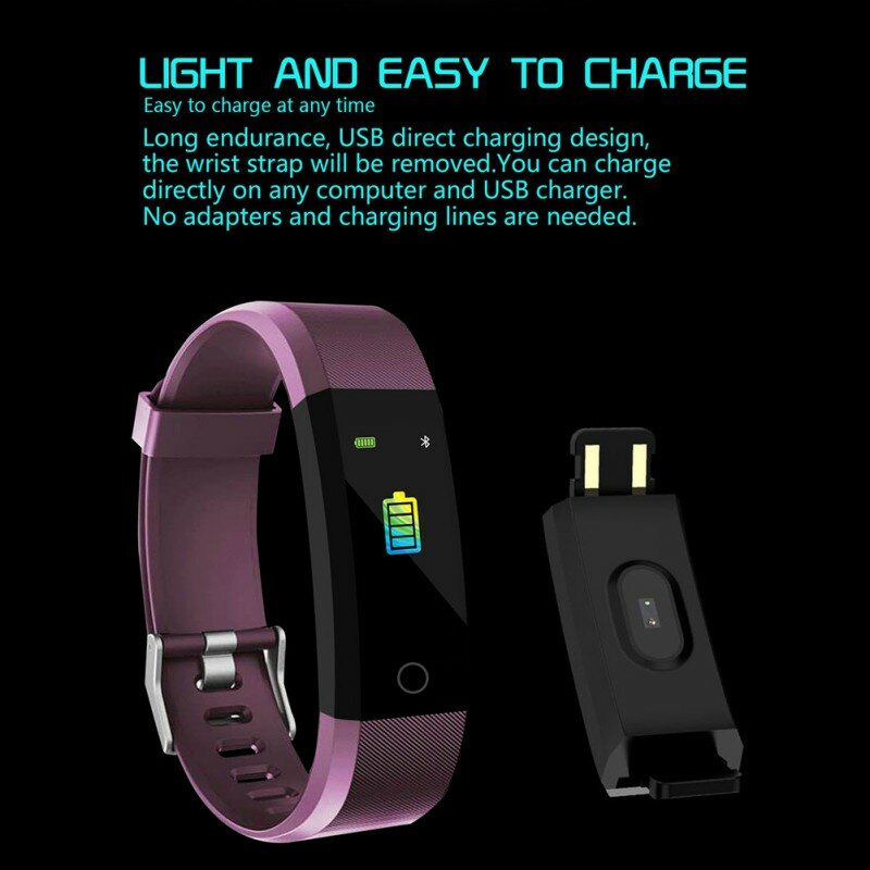 115PLUS Smart Armband Herz Rate Blutdruck Überwachung Motion Analyse USB Lade Zwei-Weg Anti-Verloren Smart armband
