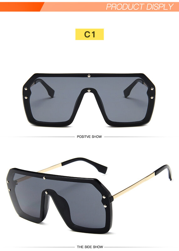 Jednoczęściowe okulary przeciwsłoneczne kwadratowe męskie pół metalowe letnie Style ponadgabarytowe okulary przeciwsłoneczne dla kobiet duże cukierkowe kolory okularów przeciwsłonecznych