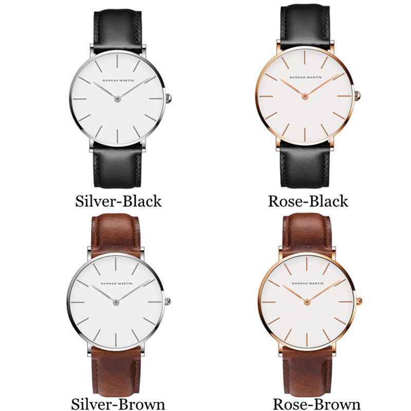 Hannah martin moda masculina relógios casuais quartzo relógios de pulso para homem à prova dwaterproof água relógio de couro masculino preto reloj hombre