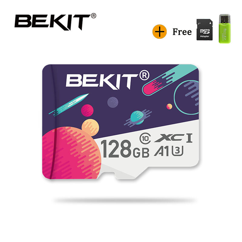 Cartão de memória para smartphone e pc, "bekit, 16gb, 32gb, 64gb, 128gb, 256gb, classe 10, cartão tf, modelo a1, 80 mb/s, 100%, original