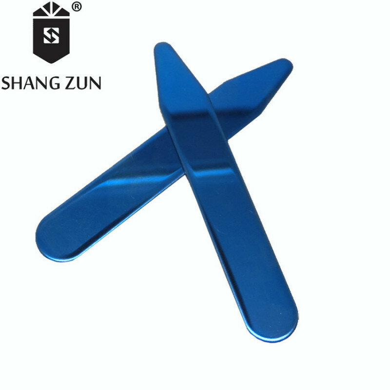 شانغ زون عالية الجودة 2 قطعة مزدوجة الجانب مرآة مصقول قميص طوق العظام للرجال هدايا الأزرق اللون