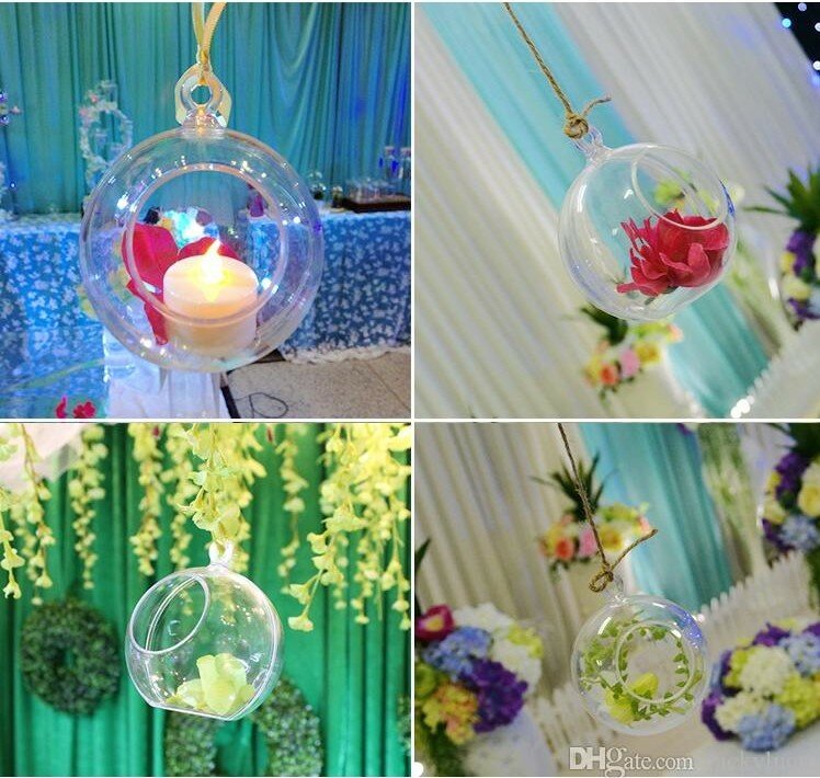 European and American Pop Transparent Acrylic Hanging Air Plant Terrariums plastic Candle Container Home Wedding Party decor