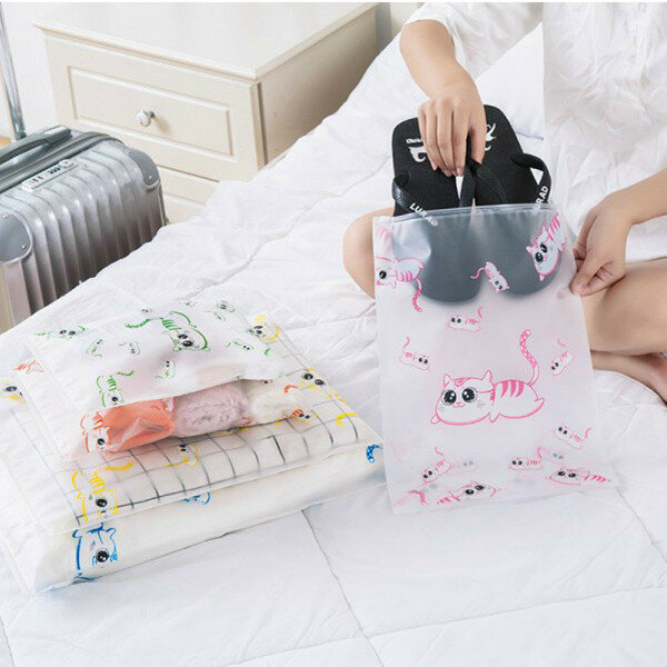 5Pcs/Set Travel Transparent Clothes Bag Suitcase Organizer Waterproof Shoes Packing Travel Cosmetic Toiletry  Bag Accessories