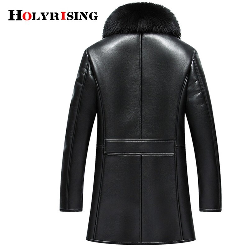 Holyrising-Chaqueta de Cuero Para Hombre, abrigo grueso informal, Sudaderas marrones y negras, chaquetas cálidas, 18590-5