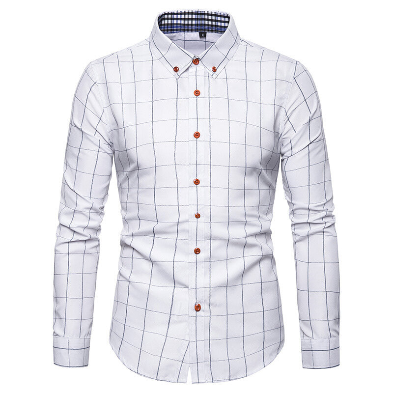 Camisas masculinas xadrez mangas compridas magro ajuste solto casual topos para primavera nyz shop