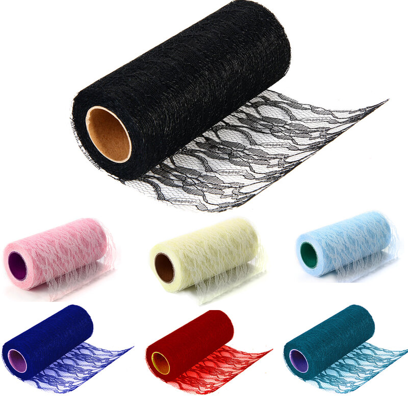 Lace Roll Spool Fabric ribbon 6" x10 YD Netting Fabric For DIY Wedding Event Party Chair Sash Bow Table Runner Decoration Favors