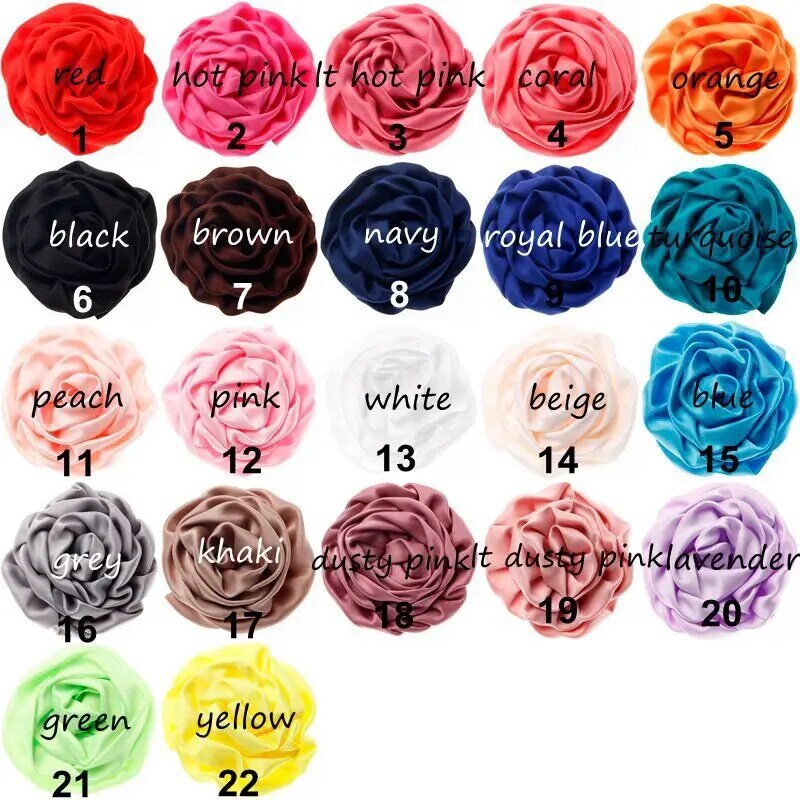 10pcs/lot 7cm 22 Colors Satin Rolled Rose Flowers For Diy Hair Clips Headband Children Girls Headwear Hair Accessories