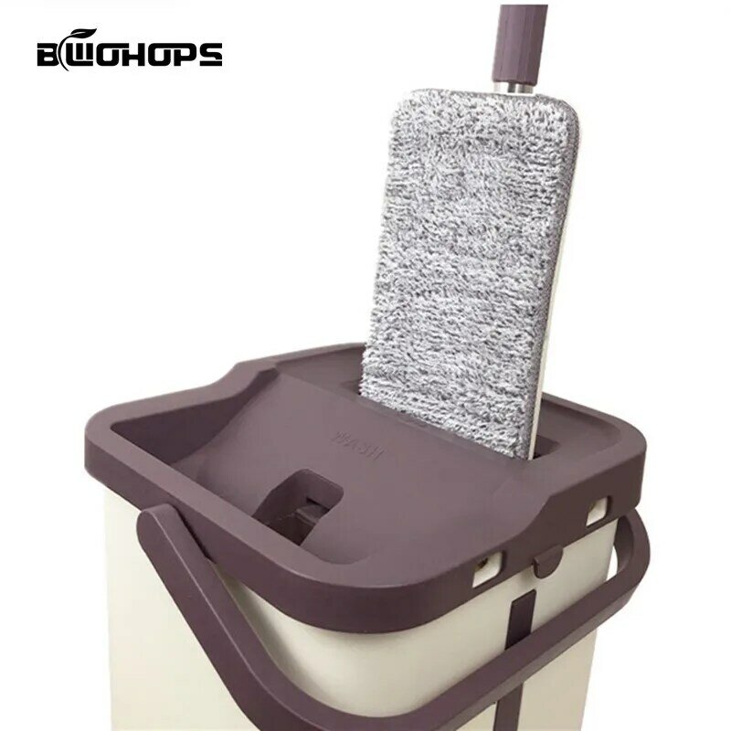 Mop Bucket Floor Touchless Mop Lazy Magic Cleaner 360 Rotate Self-wringing Squeeze Double Sided Automatic Wash-Drying System