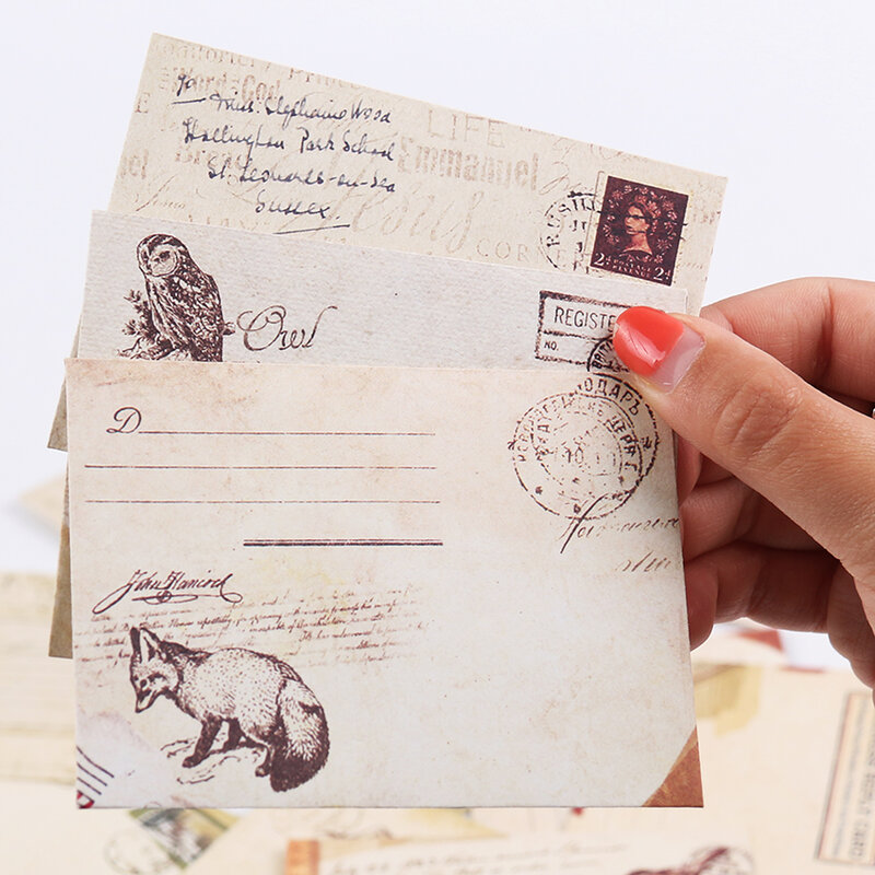 Baru Amplop Kertas Antik Gaya Kuno Hadiah Paket Alas Huruf Pasokan Kantor Sekolah Mini Amplop Kartu Kertas 12 Buah/Set