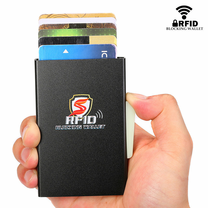 Zovyvol 2020 Baru Aluminium Pemegang Kartu RFID Blocking Slim Metal Dompet Saku Belakang Smart Wallet Otomatis Kartu Kredit Dompet Koin