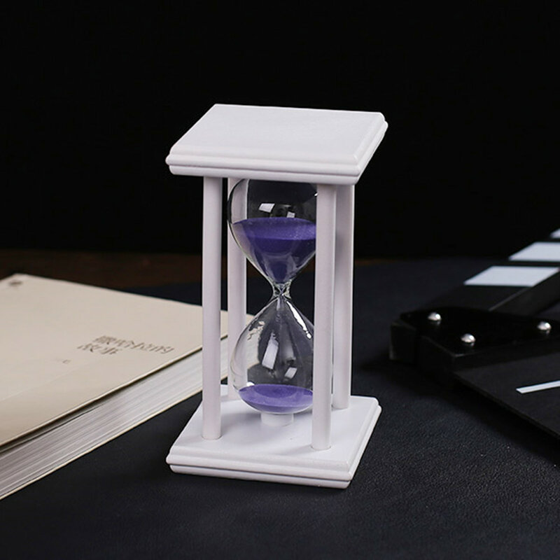 Reloj de arena de 15/30 minutos, cronógrafo con cuenta atrás, 14,5x8x8cm, reloj de arena de madera moderno, decoración del hogar