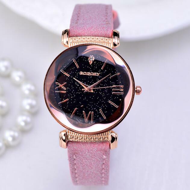 럭셔리 브랜드 여성 쿼츠 시계, 별이 빛나는 하늘 패션 손목 시계, 여성 시계, 여성 시계