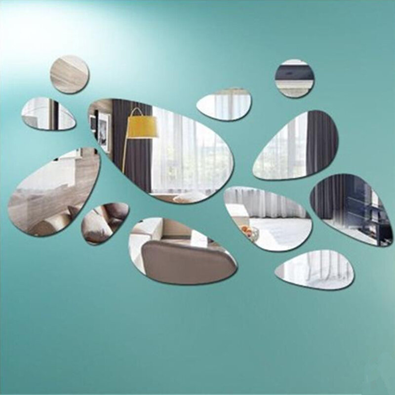 Pegatinas de pared 3d Diy para decoración del hogar, pegatinas de espejo para fondo de TV, decoración moderna de acrílico, arte de pared, 12 unids/set por juego
