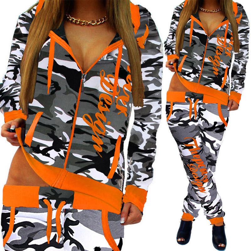 ZOGAA 2 Piece Set Women Casual Sports Set Tracksuits Pullover Top Shirts Jogging Suits Print Sportswear Hooded Sweatshirt Pants