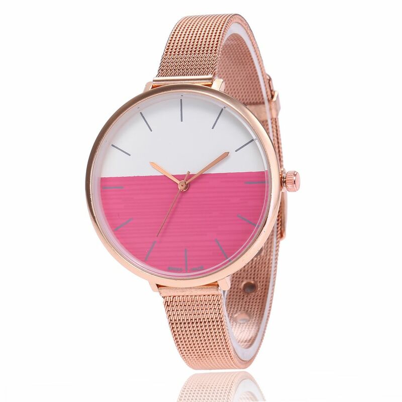 2020 marca de moda colorido dial rosa malha ouro aço inoxidável relógio quartzo feminino relógios pulso reloj mujer relogio feminino
