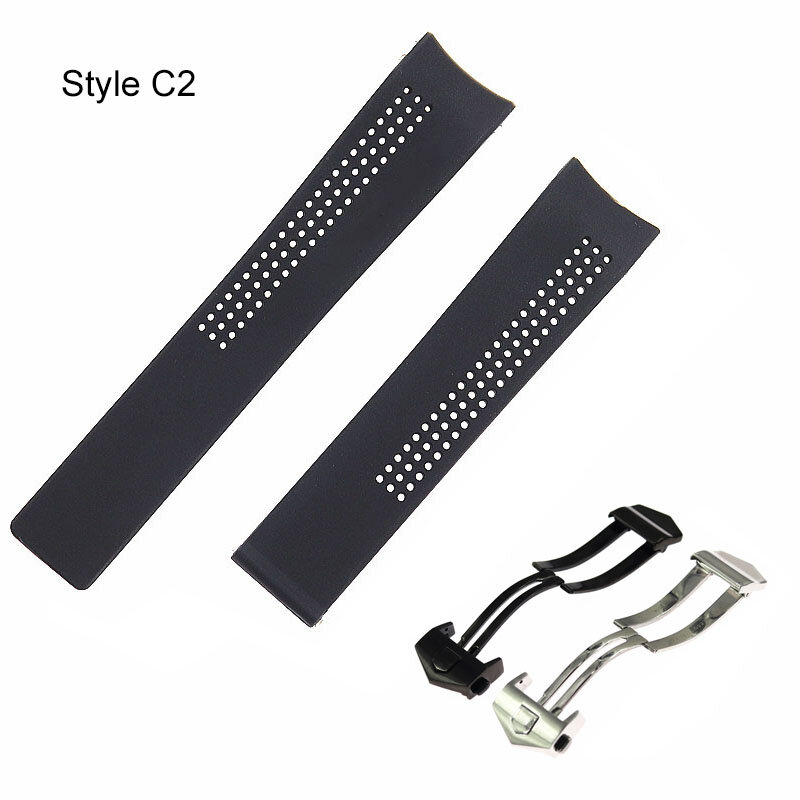 20 22 24mm black silicone watch band for Heuer carrer a calibre 16 series sports waterproof strap bracelet wristband Accessories