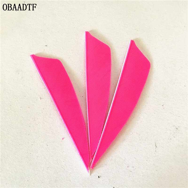 Flecha de fibra de vidrio para tiro al aire libre, 50 piezas, 3 pulgadas, color rosa, pluma, arco, fibra de carbono, accesorios