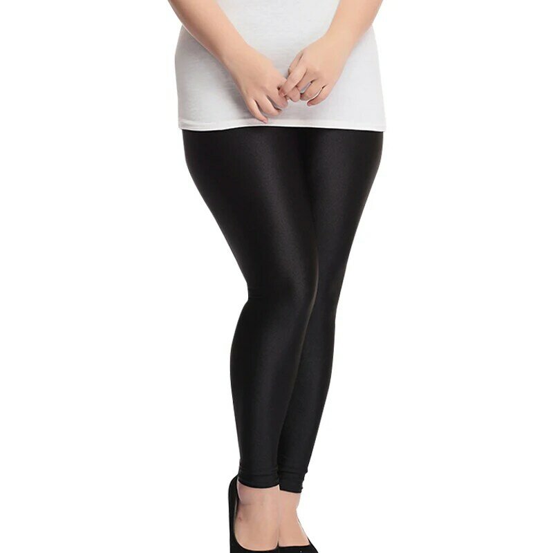 S-XXXL mais tamanho feminino preto brilhante legging outono senhoras empurrar para cima leggings magros cintura alta elástico macio grande tamanho feminino legging