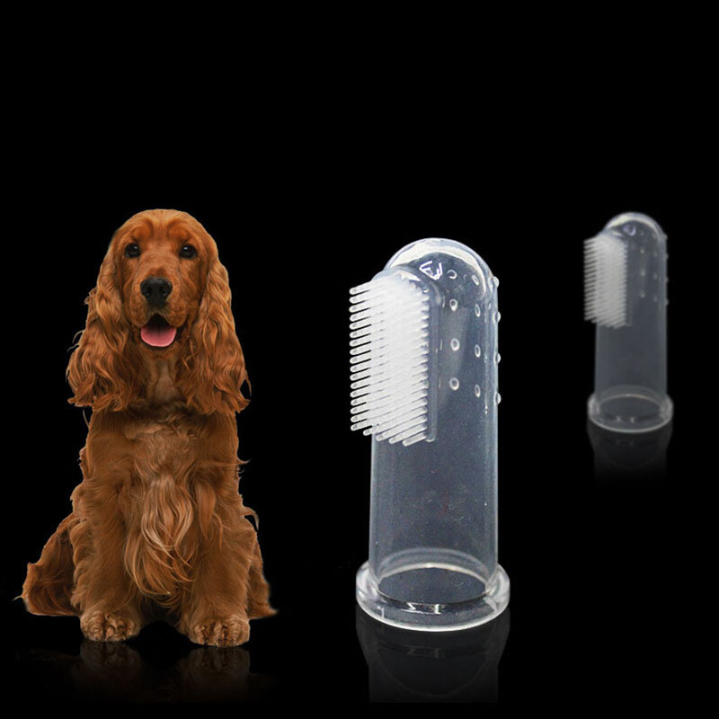 10 pces pet escova de dentes de dedo para cão gato limpo dentes escova de dente de cão material de silicone transparente