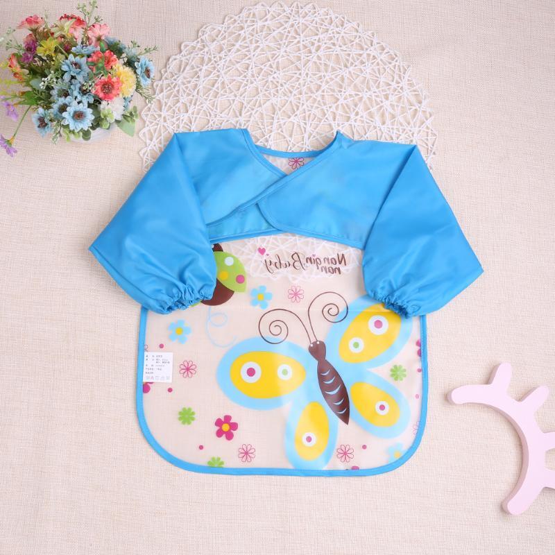 Baby Kids Cute Cartoon animals Baby Bibs Long Sleeve Apron Smock Soft Feeding Waterproof Colorful children Bib Burp Clothes