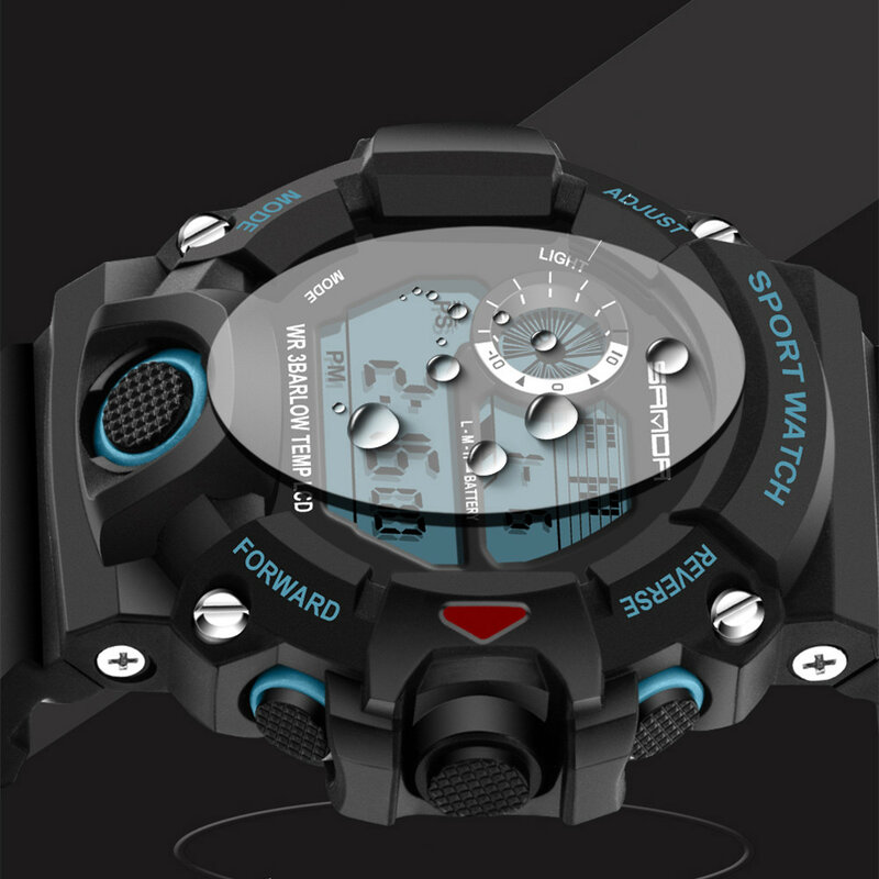 Sanda marca relógio masculino militar esportes relógios moda silicone à prova dwaterproof água led relógio digital para homem relogios masculino