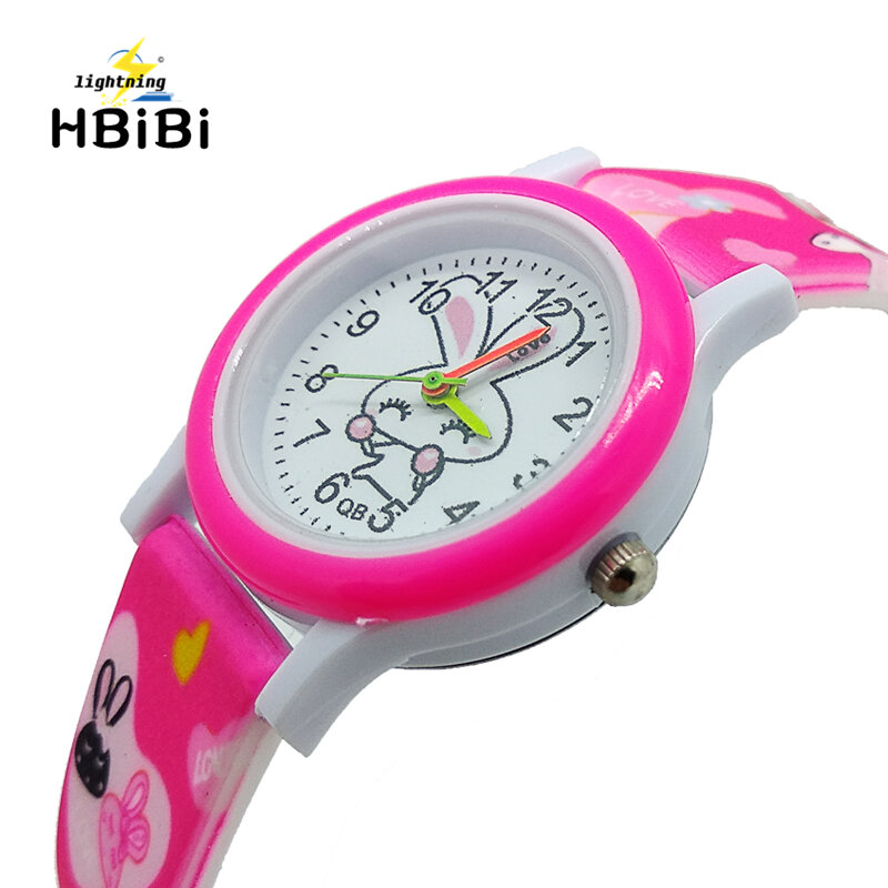 ¡2019 Nueva inclusión! Bonito reloj de dibujos animados de conejo para niños y niñas, reloj de cuarzo con correas de silicona para niños, reloj para niños