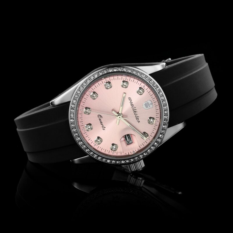 Wealthstar Top Marque Femmes strass cadran montres de marque de luxe de mode décontracté bracelet en silicone quartz sport courrier montres