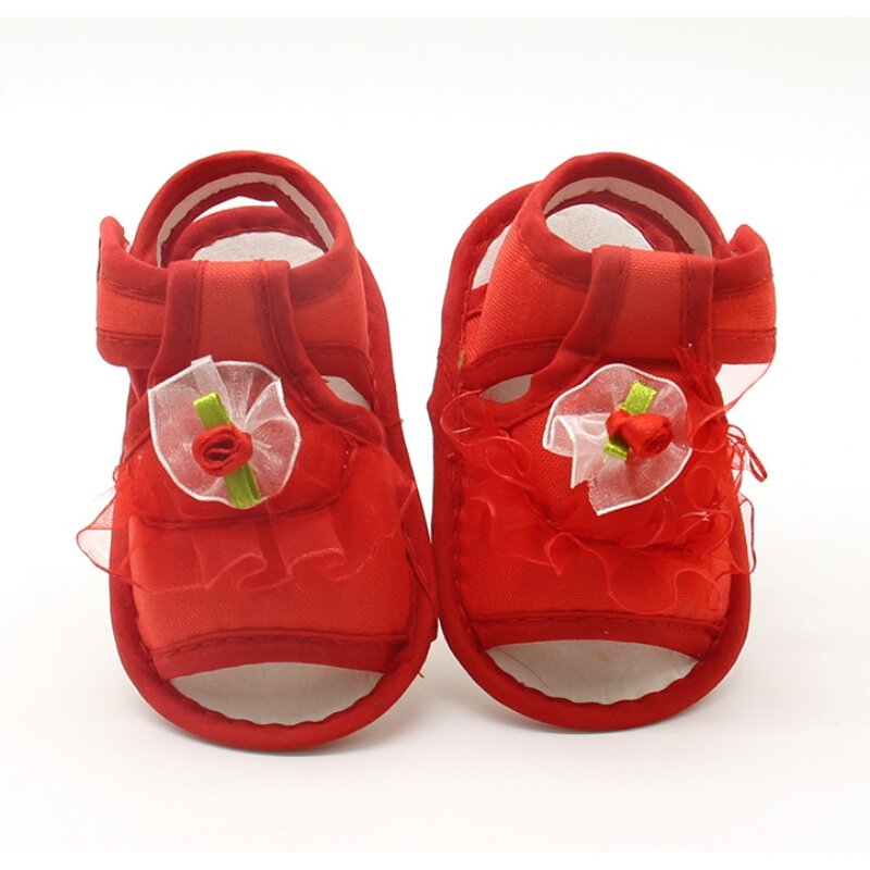 Rosa branco vermelho bebê menina rendas flores sandálias de tecido algodão sandálias femininas menina verão sapatos sandálias nova chegada 2019