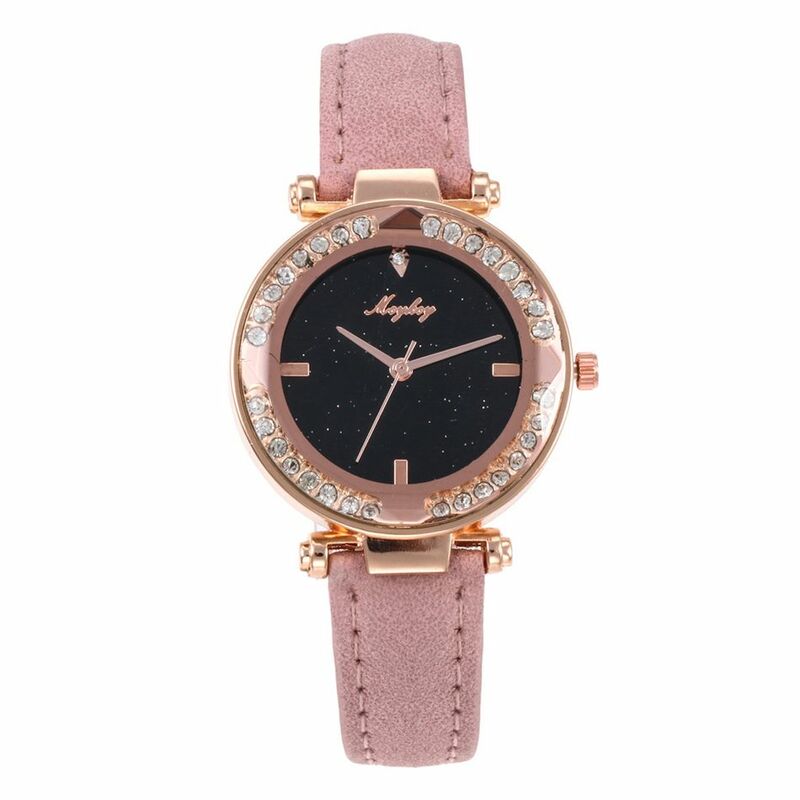 Novo relógio feminino de luxo com strass, relógios de pulso para mulheres, couro, da moda, vestido casual, quartzo, pulseira, 2020