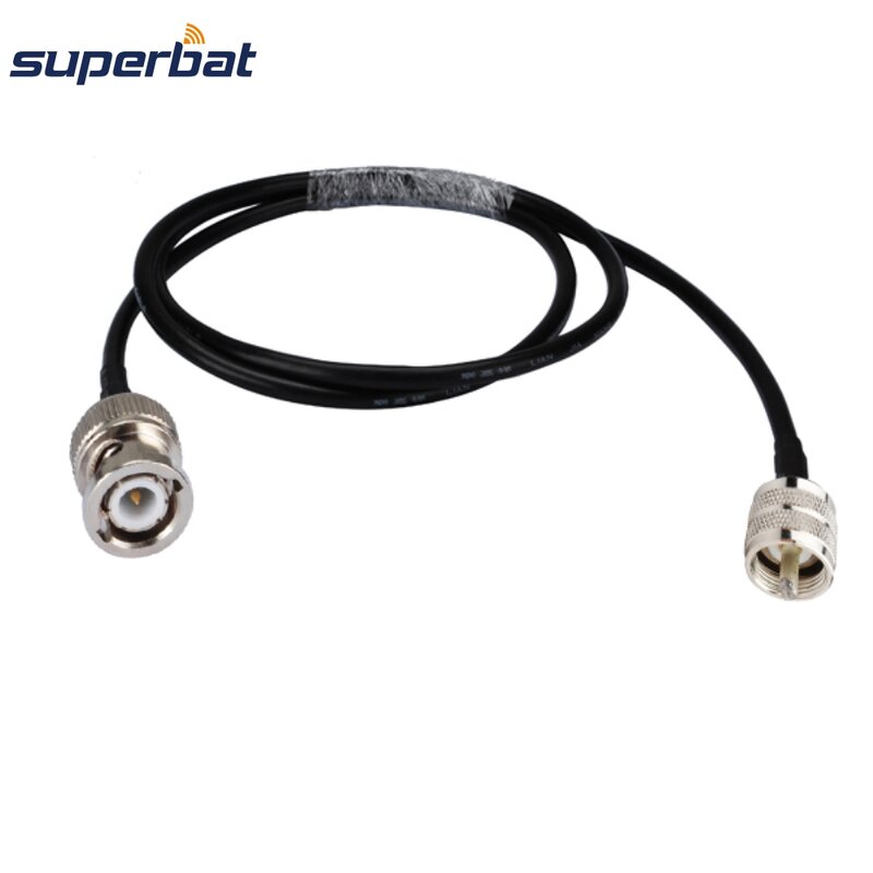 Superbat uhf pl259 plug para bnc macho jumper trança cabo coaxial rg58 20cm para wifi
