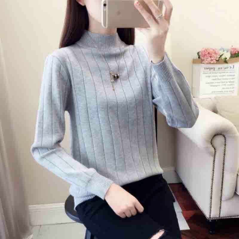 Women Sweater 2019 Autumn Winter Long sleeve Half turtleneck Knitted Women Sweaters And Pullovers Thick warm Female Jumper Tops