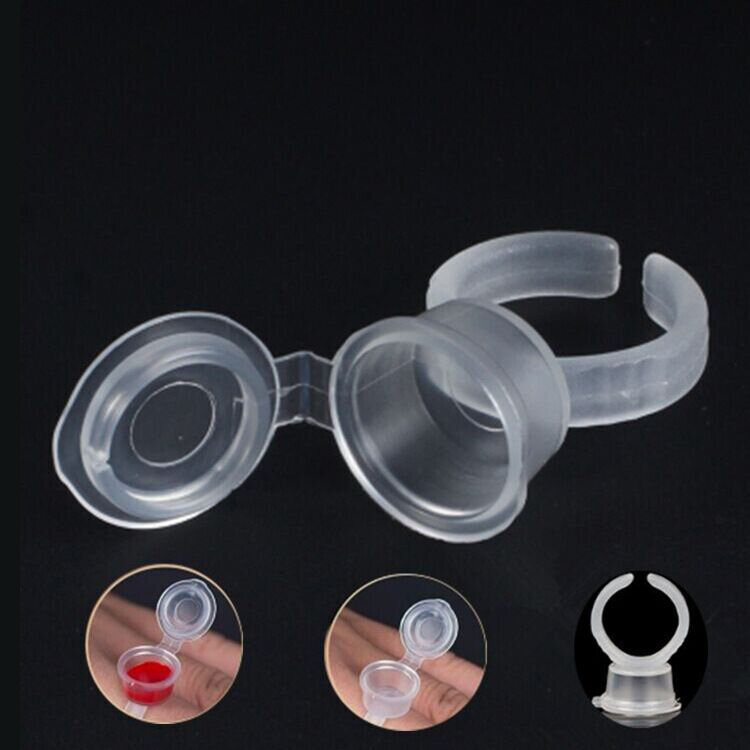 20Pcs นำมาใช้ใหม่ Microblading Eyelash ขยายแหวนถ้วยพร้อมฝาปิดแหวนสักหมึกถ้วย Microblading หมึกพลาสติกถ้วย