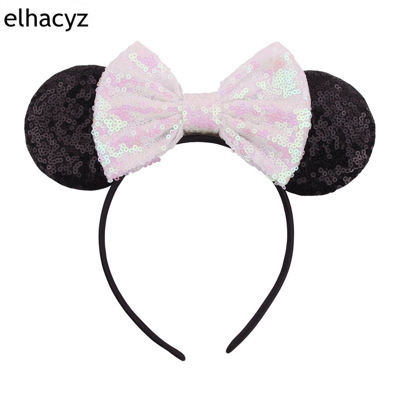 1PC Sequin Mouse Ears Hairband Girls 5'' Big Glitter Bow DIY Headband For Kids Hair Band Headwear Hair Accessories