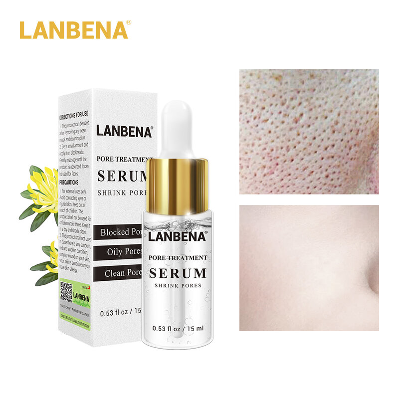 LANBENA-suero para tratamiento de poros, esencia que reduce los poros, alivia la sequedad, Control de aceite, reafirmante, reparación hidratante, cuidado de la piel suave