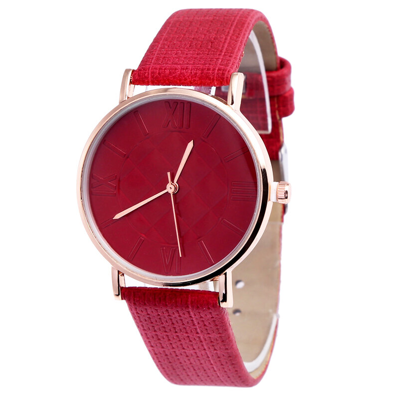Reloj de pulsera de cuero para mujer, nuevo diseño a la moda, reloj vintage de ROMA, relojes de vestir, correa de tela de imitación