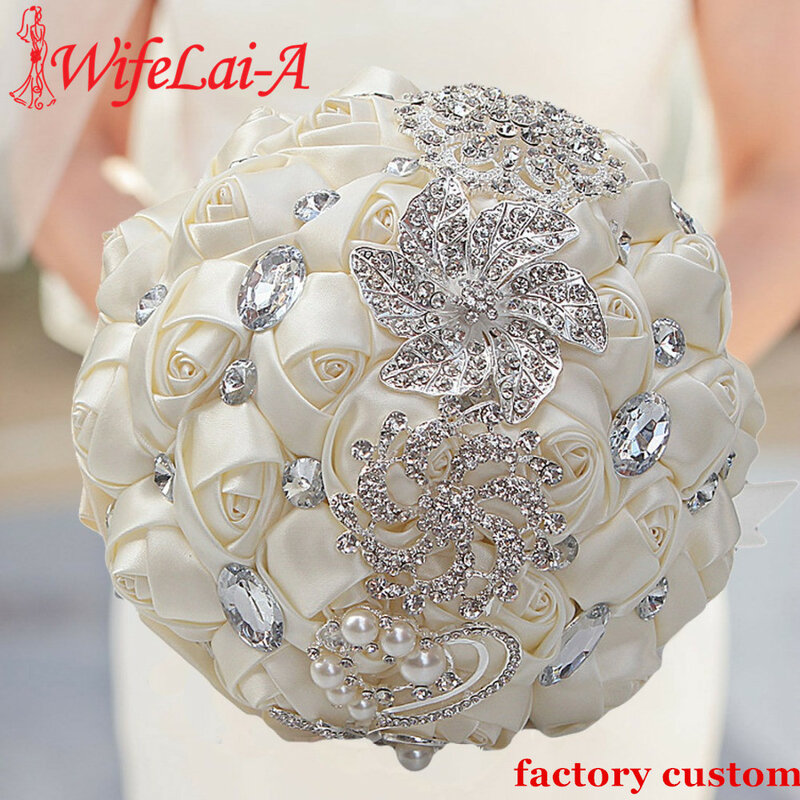 Ramos de boda artificiales de WIFELAI-A, flores hechas a mano, diamantes de imitación, dama de honor, cristal, ramo de Boda nupcial, W228