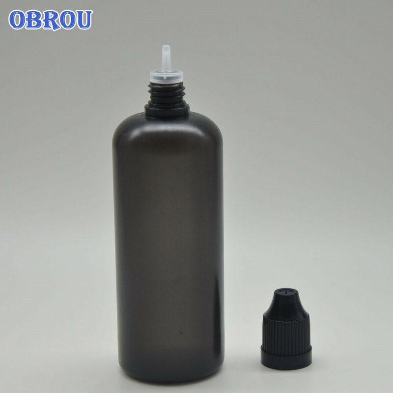 Botella cuentagotas negra de plástico PE, 3ml, 5ml, 10ml, 15ml, 30ml, 50ml, 100ml, botella de muestra con tapa a prueba de niños, 5 uds.