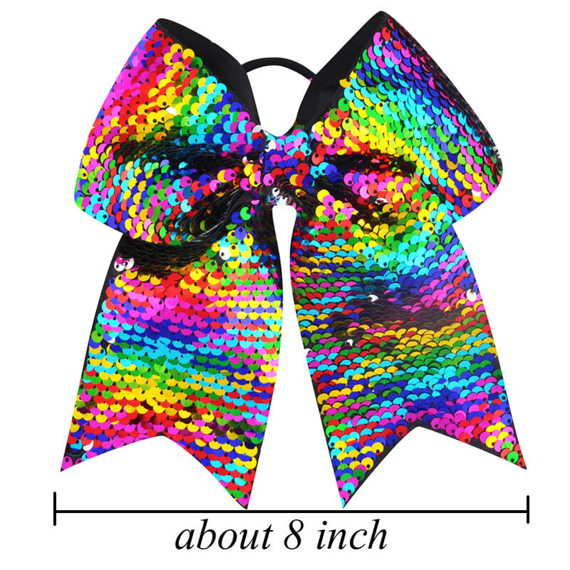 1PC Large 8 Inch Women Hair Accessories Scrunchies Girls Glitter Sequins Scales Hair Bow Elastic Hair Bands Ponytail Holder