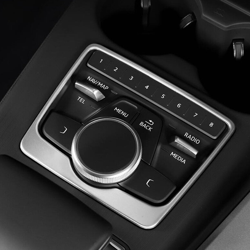 Panel de Control Multimedia de consola de acero inoxidable, embellecedor de cubierta de marco de decoración para Audi A4 B9 2017-2019, accesorios interiores de coche