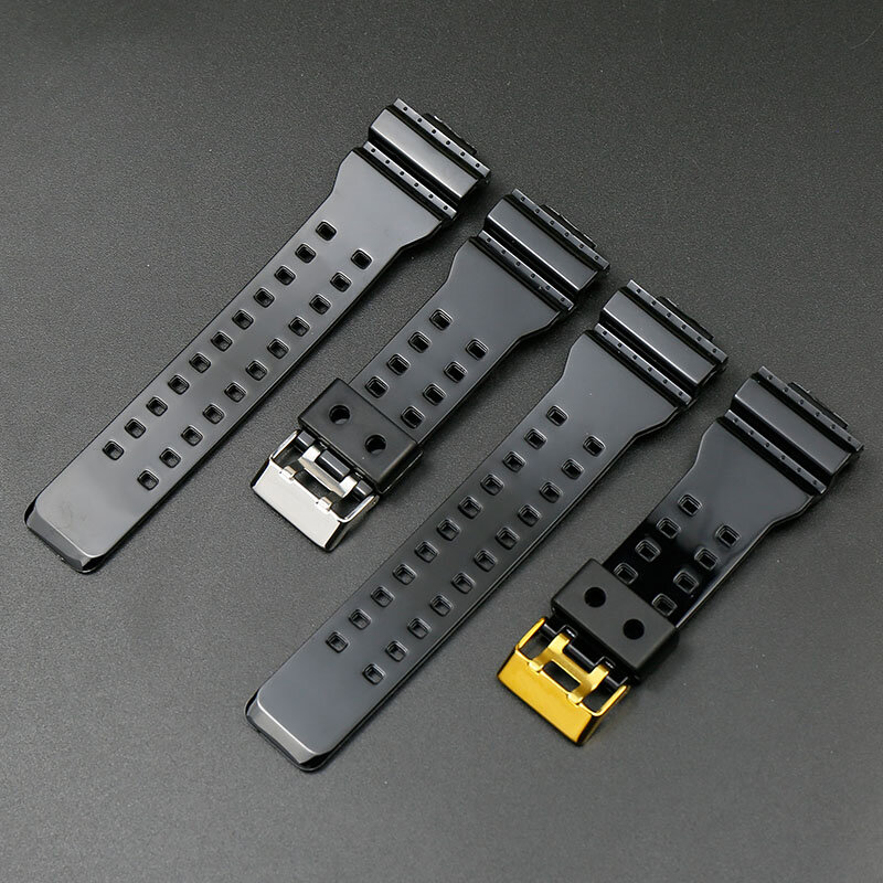 Harz schwarz gold strap für Casio g-schock ga-100 ga-110ga-120 ga-200 ga-300 ga-400 gd-100 gd110 gd-120 gls-100 glänzend schwarz strap
