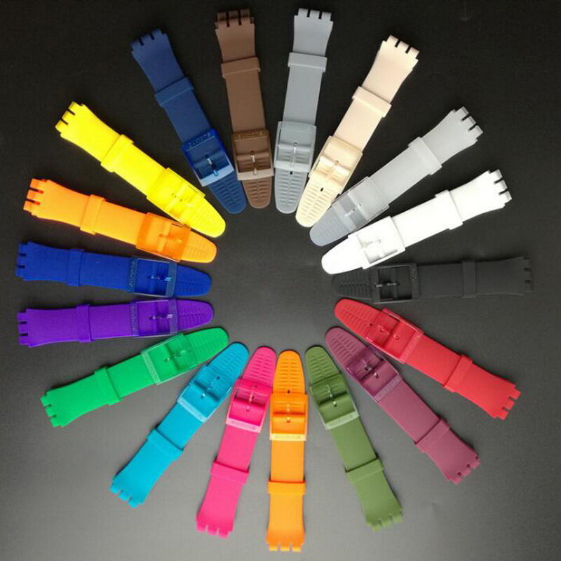 neway 17mm 19mm Silicone Watch Band Straps Watch accessories For Men Women Watches Swatch Rubber Strap plastic Buckle Clasps