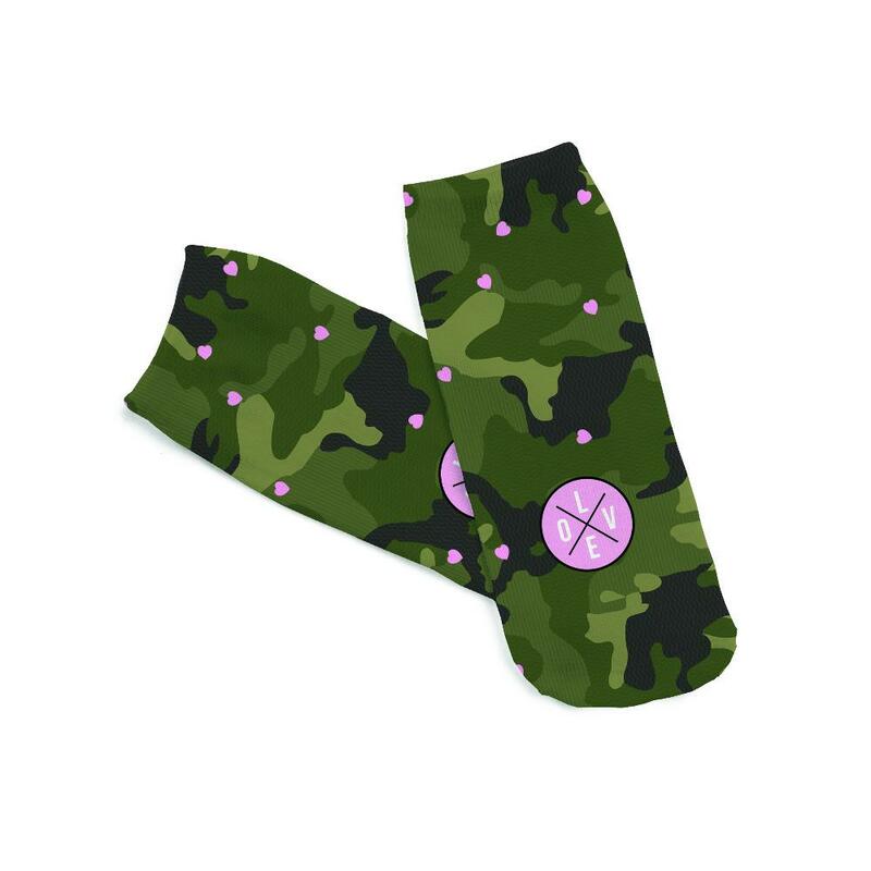RUNNING CHICK, verde militar, Camuflaje, poliéster, calcetines de moda 19*8cm